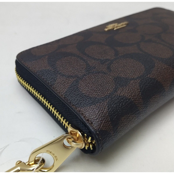 Coach Signature Brown Leather Zip Around Credit Card Long Wallet - NWT $298 - Picture 9 of 16